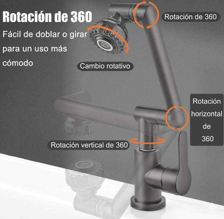 Grifo Cocina Brazo Giratorio Universal