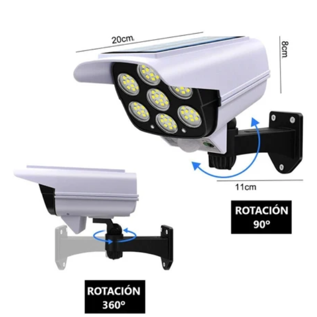 FOCO LED SOLAR TIPO CAMARA CON SENSOR